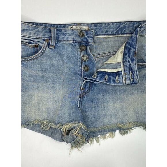 Free People Button Fly High Rise Jean Shorts Size 30 - Picture 3 of 6